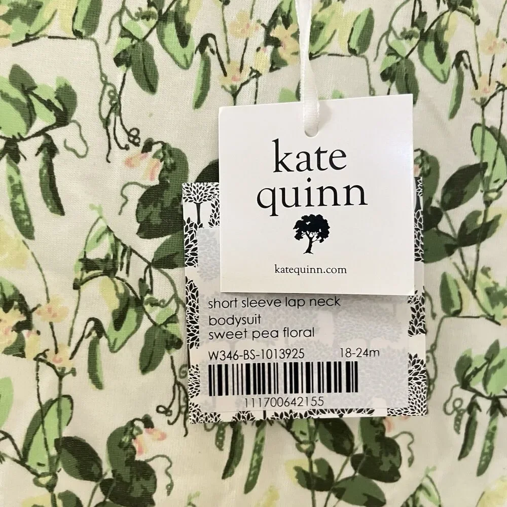 Kate Quinn Short Sleeve Lap Neck Bodysuit Sweet Pea Floral Size 18-24 Months NWT